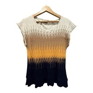 Forever 21 Color Blocked Sweater Top Size 3X Yellow Cream Navy